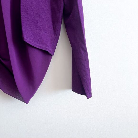 Jacques Vert Open Cropped Cardigan Sweater With Blouse Plum Women's S - Picture 3 of 8